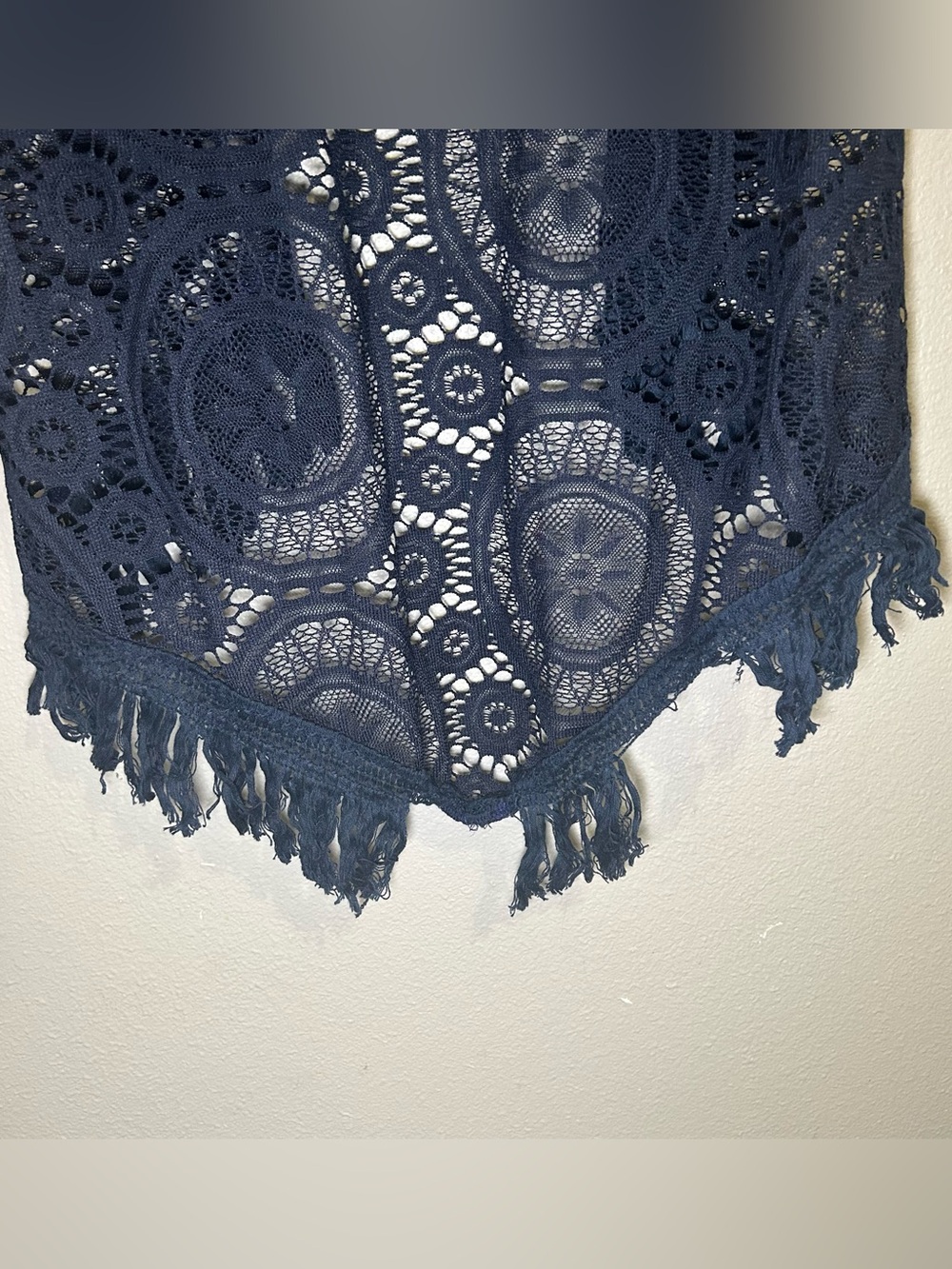 New Altar’d State Blue Crochet Knit Boho Kimono Cardigan Women’s Size Large - Picture 8 of 9